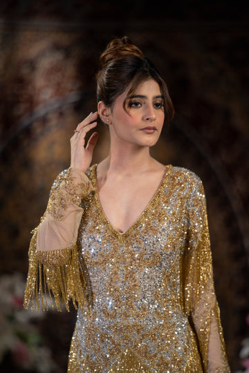 Golden  Fringe Gown